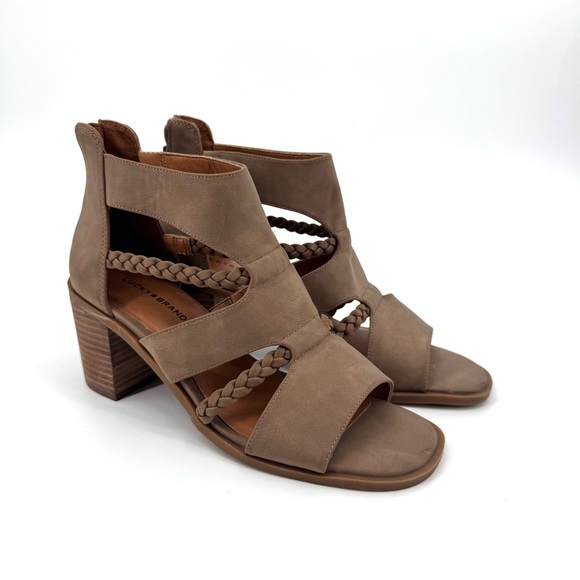 Lucky Brand Shoes - Lucky Brand Women's Brown Caged Braided Strap Block Heel Tulina Sandals Size 9